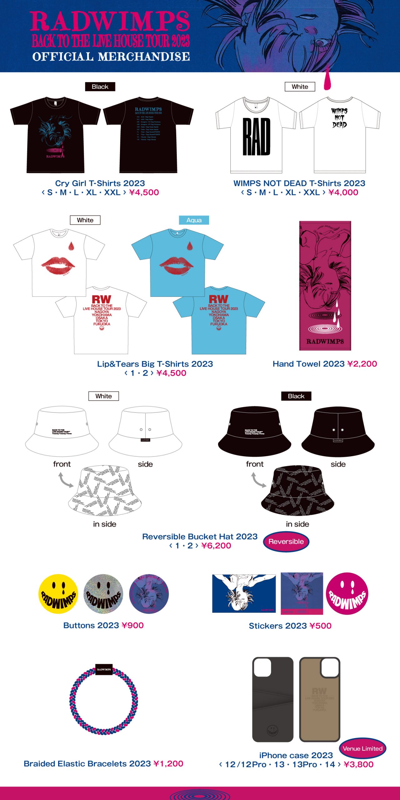 BACK TO THE LIVE HOUSE TOUR 2023 Official Merchandise Line-up and 